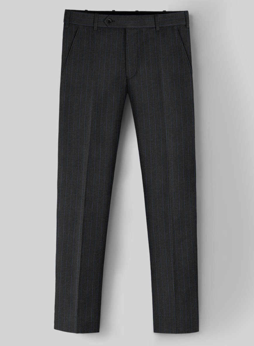 Hardy Minnis Charcoal Chalkstripe Wool Pants - StudioSuits