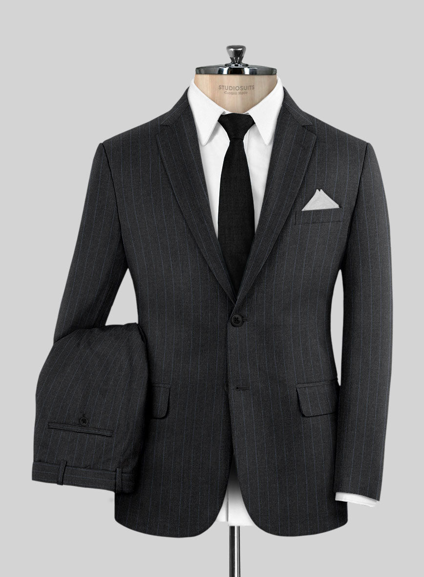 Hardy Minnis Charcoal Chalkstripe Wool Suit - StudioSuits