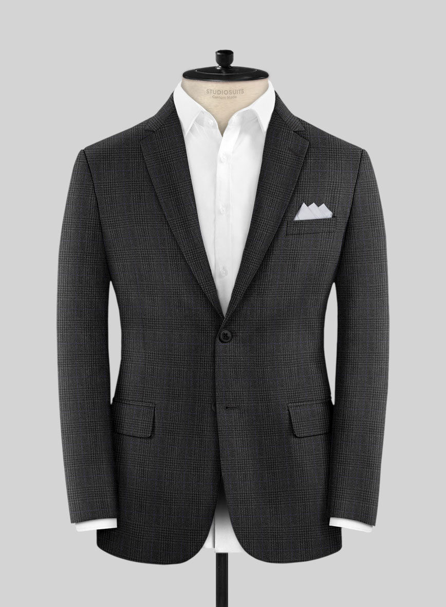 Hardy Minnis Charcoal Check Wool Jacket - StudioSuits