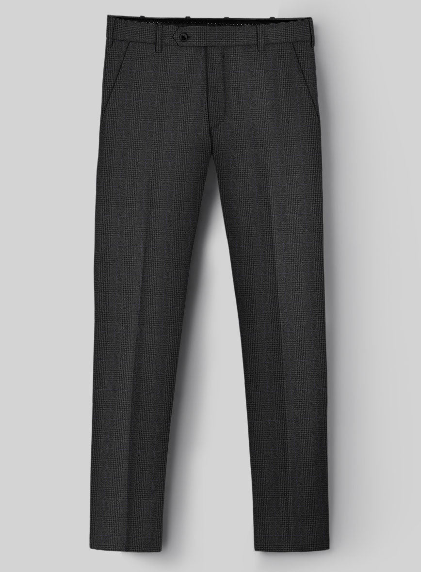 Hardy Minnis Charcoal Check Wool Pants - StudioSuits