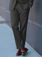 Hardy Minnis Charcoal Nailhead Wool Pants - StudioSuits