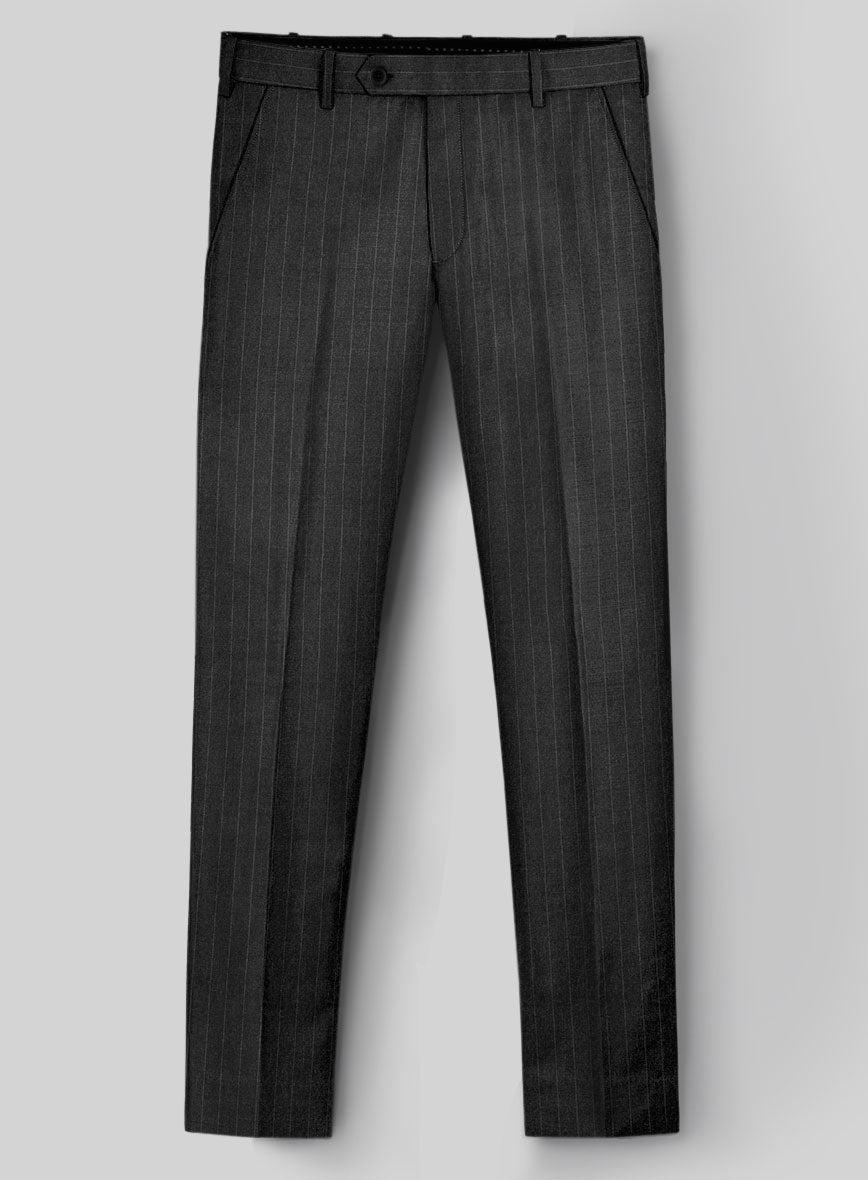 Hardy Minnis Charcoal Pinstripe Wool Pants - StudioSuits