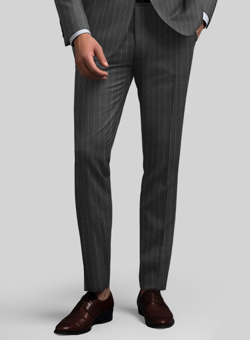 Hardy Minnis Charcoal Pinstripe Wool Pants - StudioSuits