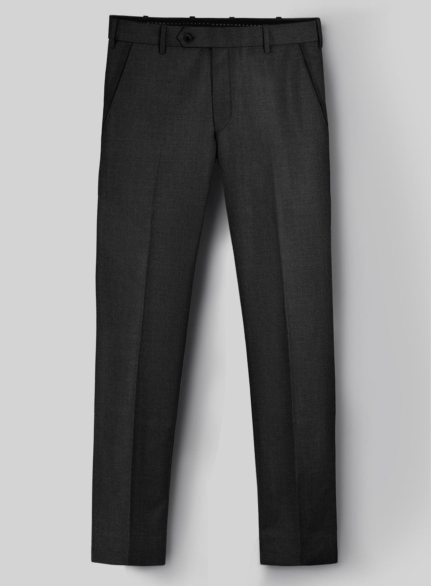 Hardy Minnis Charcoal Sharkskin Wool Pants - StudioSuits