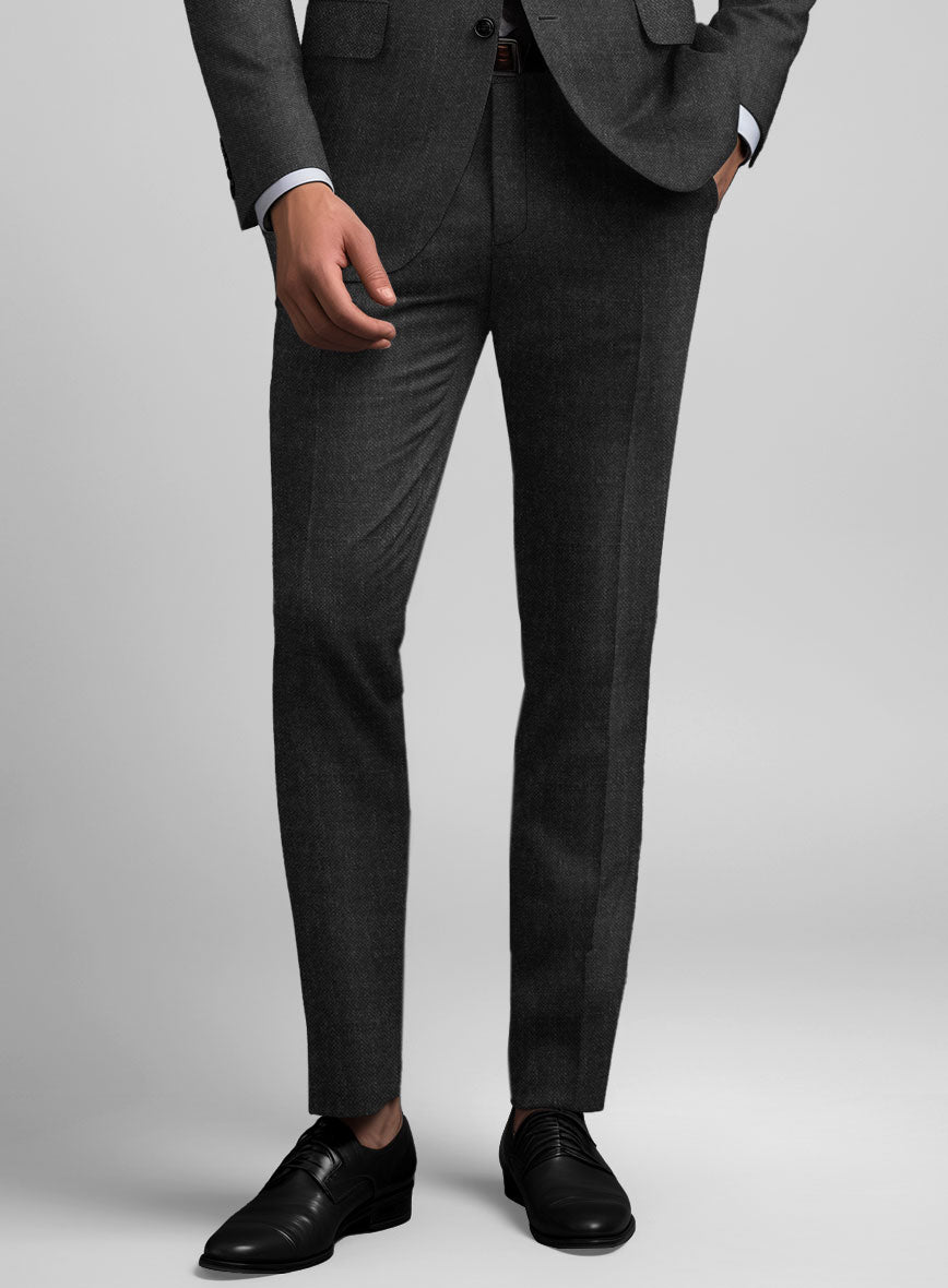 Hardy Minnis Charcoal Sharkskin Wool Pants - StudioSuits