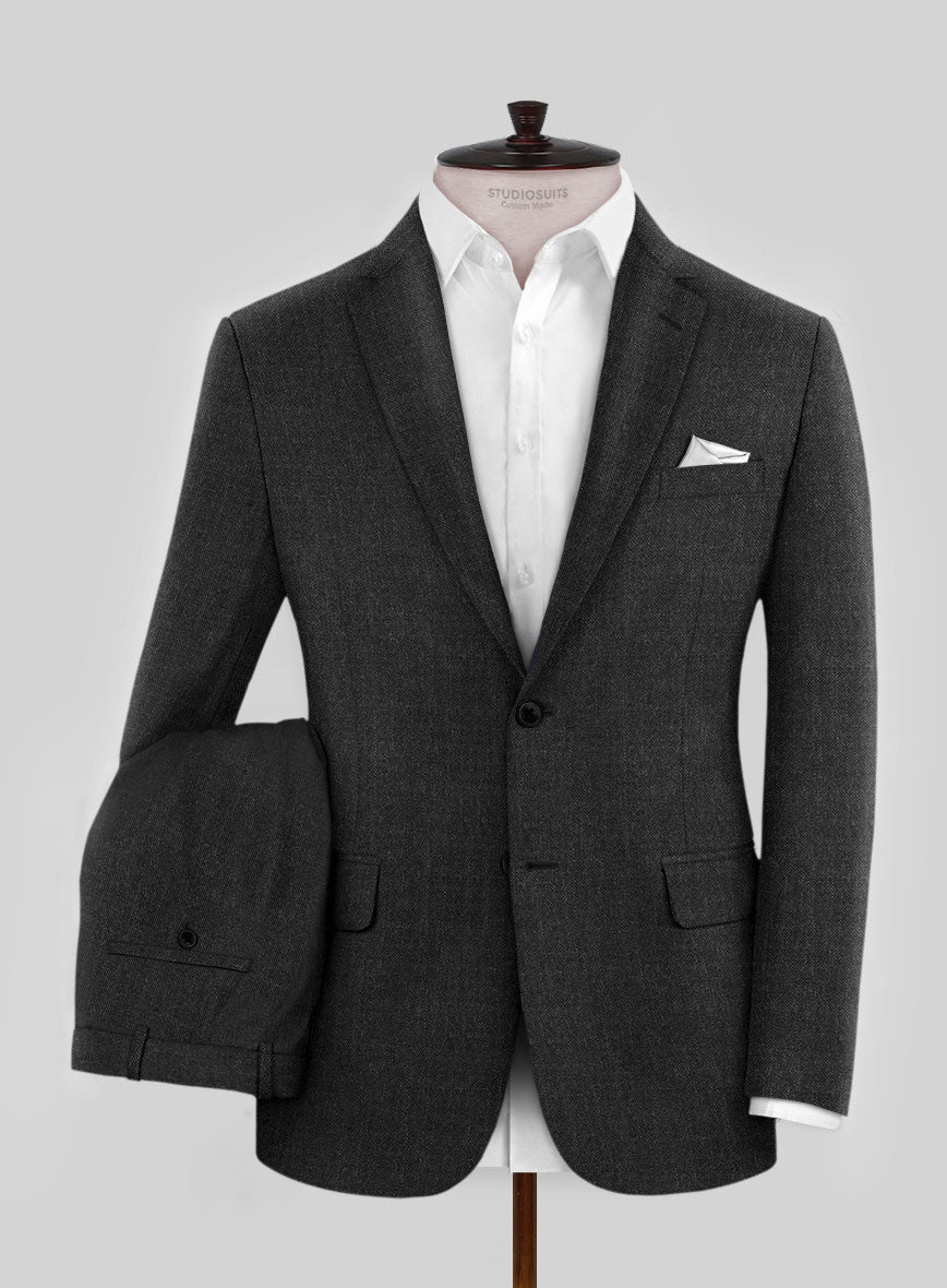 Hardy Minnis Charcoal Sharkskin Wool Suit - StudioSuits