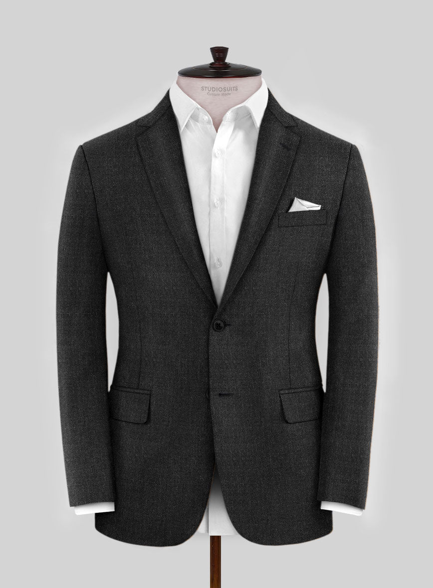 Hardy Minnis Charcoal Sharkskin Wool Suit - StudioSuits