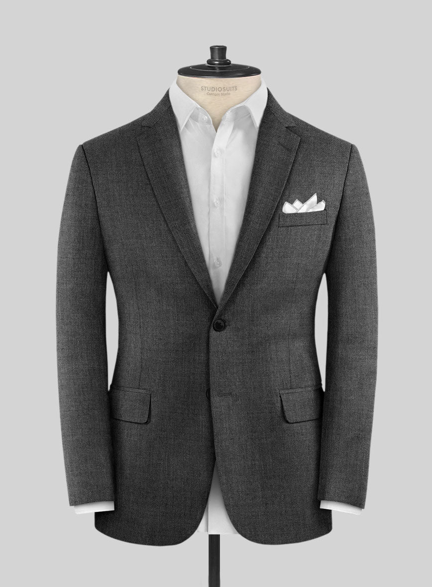 Hardy Minnis Charcoal Twill Wool Jacket - StudioSuits