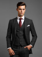 Hardy Minnis Charcoal Windowpane Wool Jacket - StudioSuits