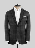 Hardy Minnis Charcoal Windowpane Wool Jacket - StudioSuits