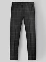 Hardy Minnis Charcoal Windowpane Wool Pants - StudioSuits