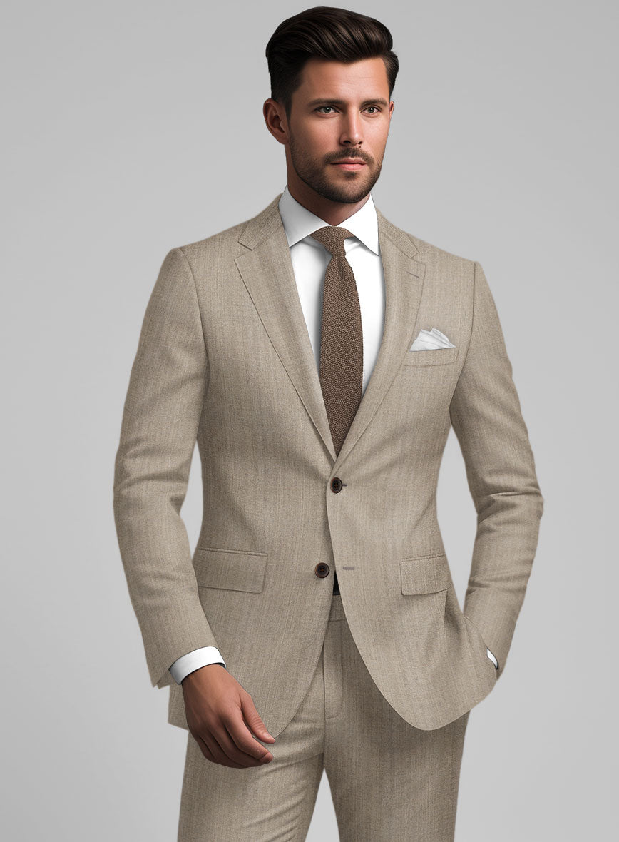 Hardy Minnis Dark Beige Herringbone Wool Jacket - StudioSuits