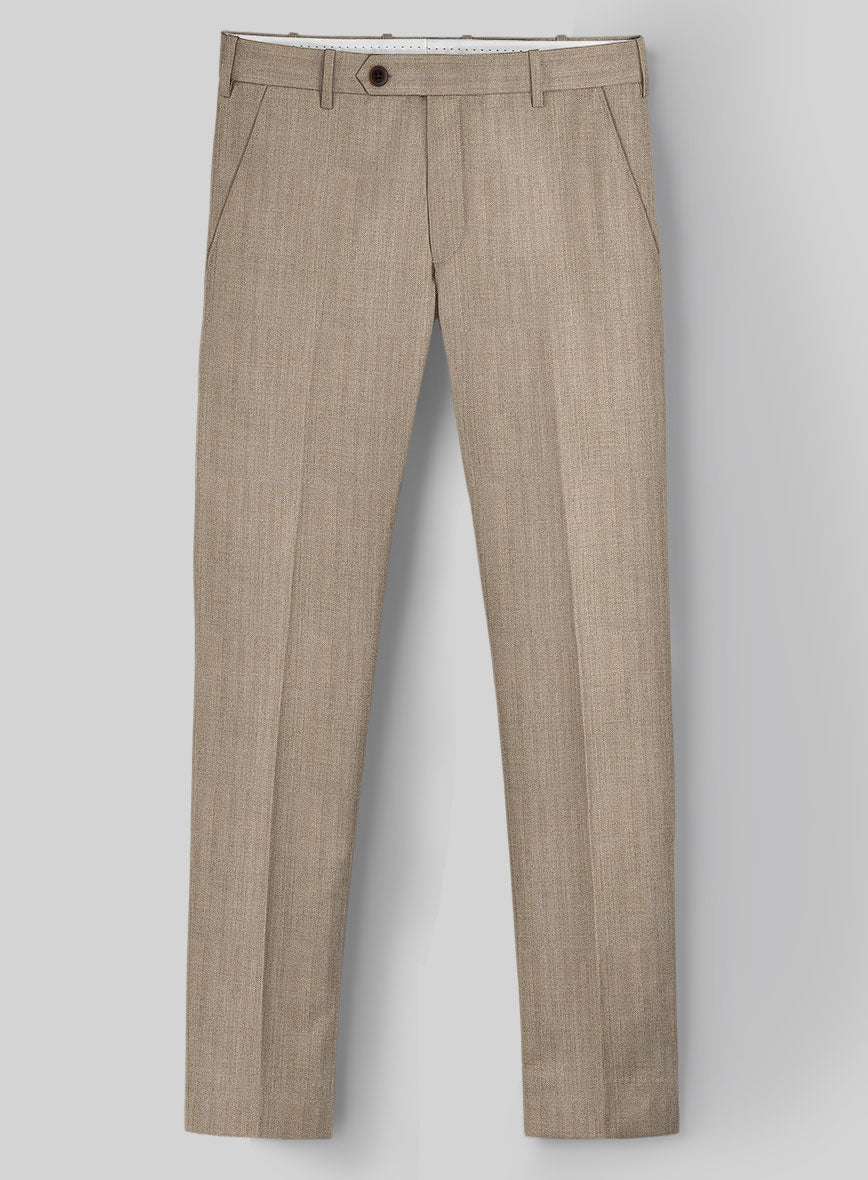 Hardy Minnis Dark Beige Herringbone Wool Pants - StudioSuits