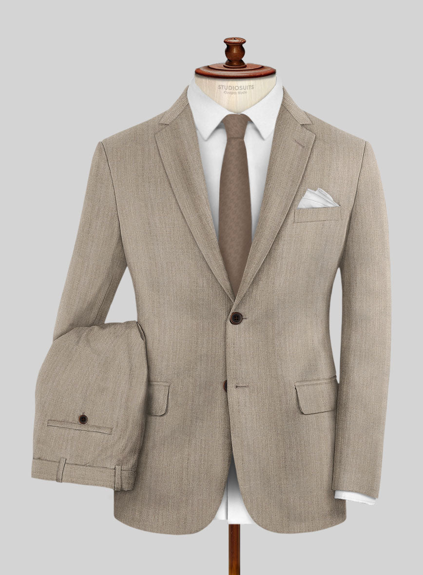 Hardy Minnis Dark Beige Herringbone Wool Suit - StudioSuits