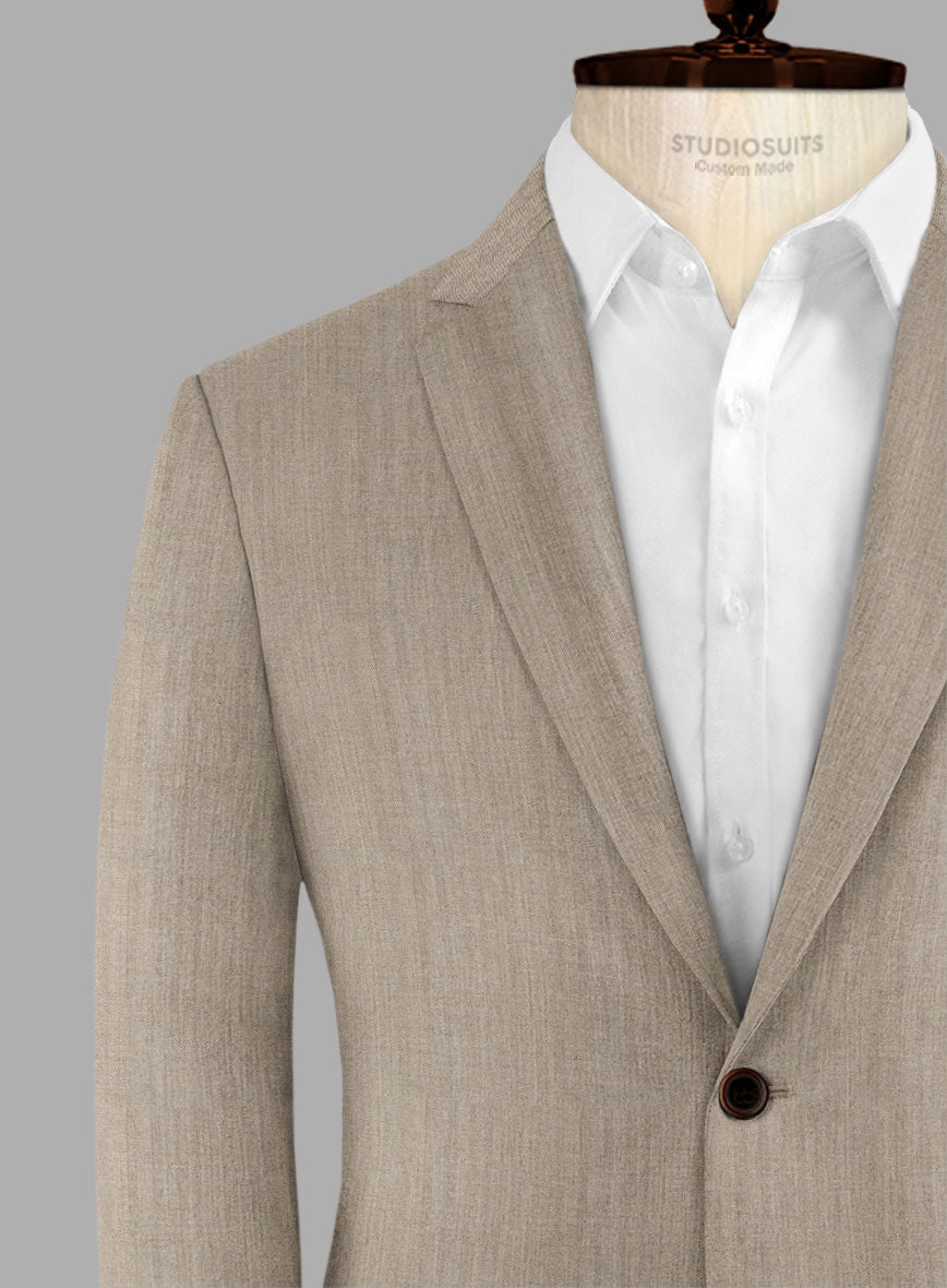 Hardy Minnis Dark Beige Herringbone Wool Suit - StudioSuits