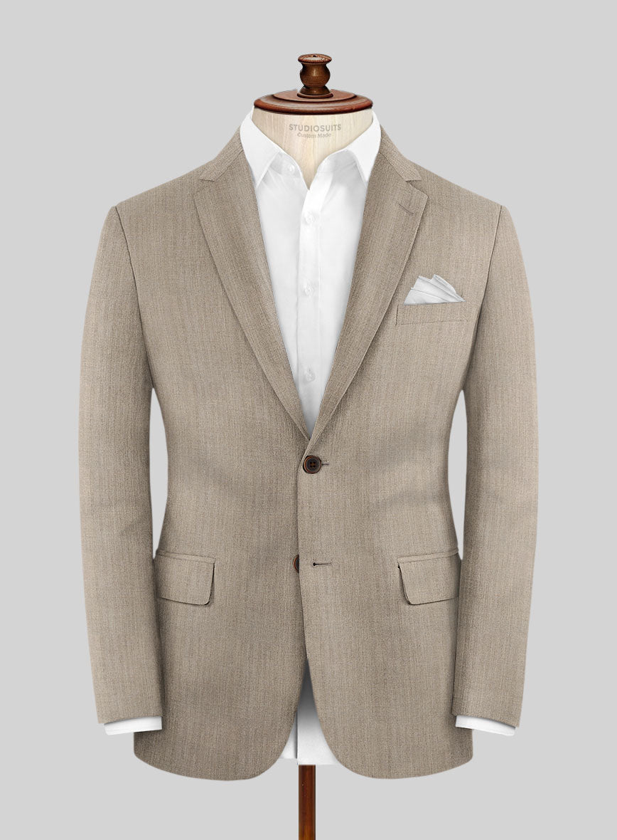 Hardy Minnis Dark Beige Herringbone Wool Suit - StudioSuits