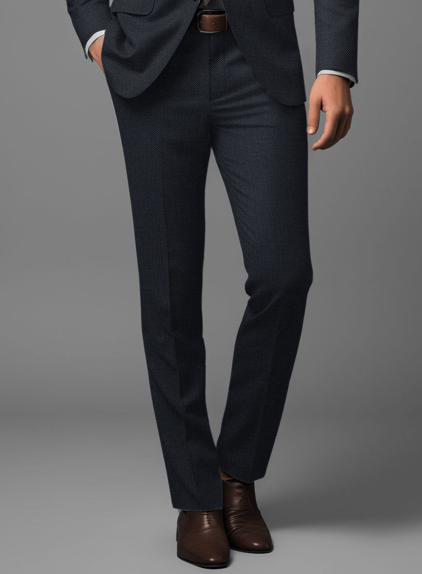 Hardy Minnis Dark Blue Birdseye Wool Pants - StudioSuits