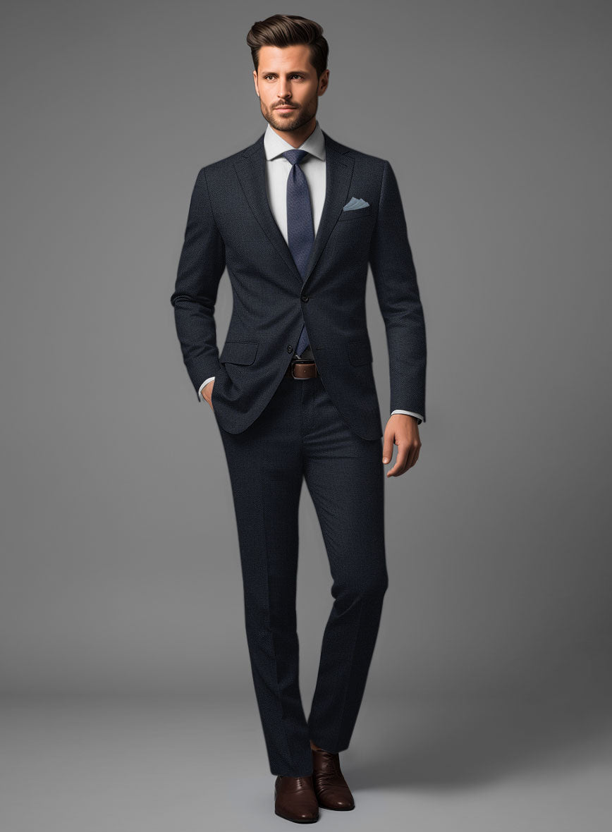 Hardy Minnis Dark Blue Birdseye Wool Suit - StudioSuits