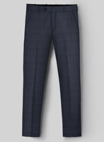 Hardy Minnis Dark Blue Checks Wool Pants - StudioSuits