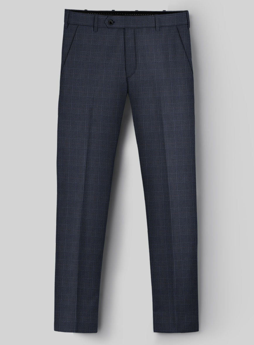 Hardy Minnis Dark Blue Check Wool Suit - StudioSuits