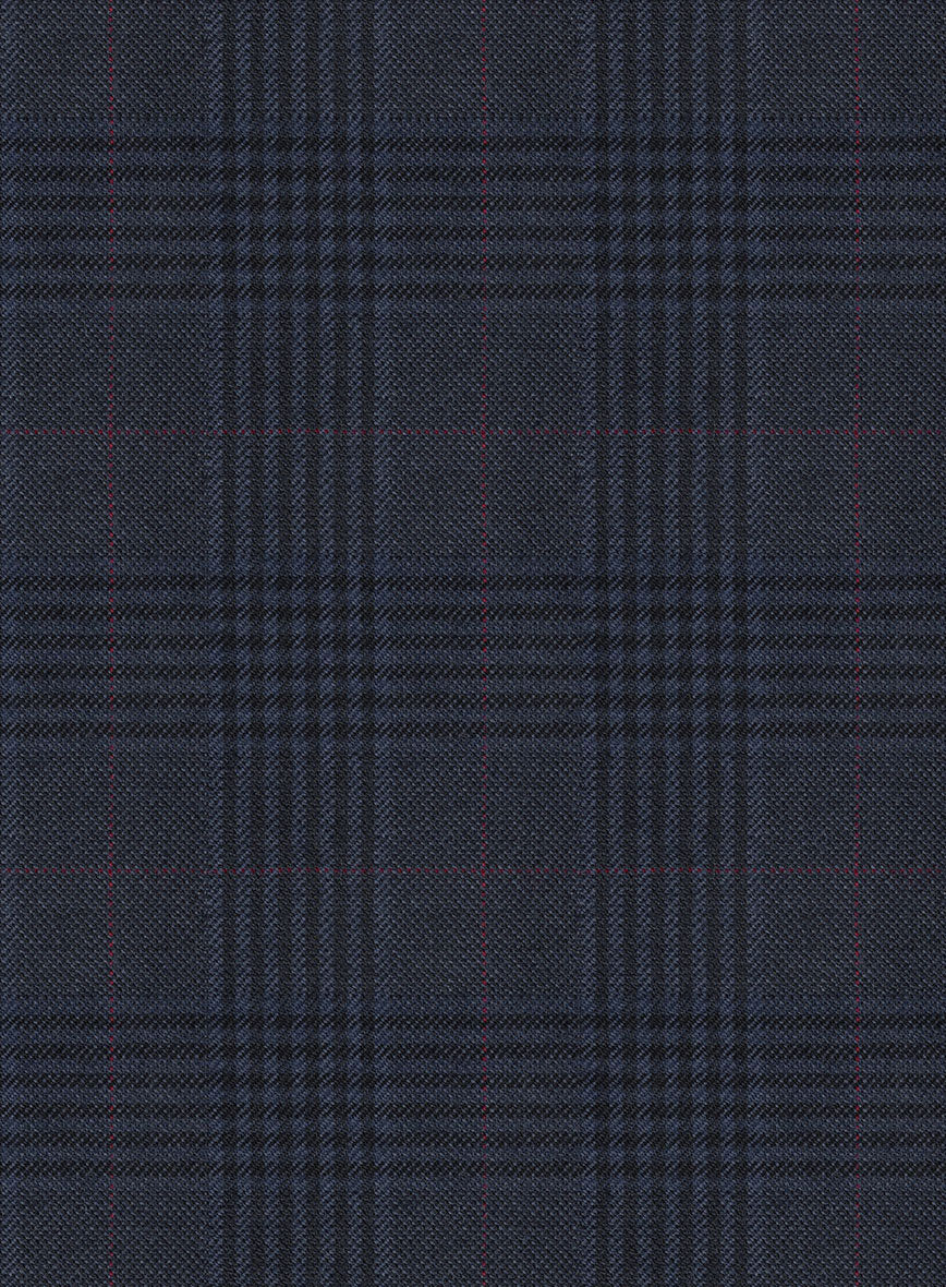 Hardy Minnis Dark Blue Check Wool Suit - StudioSuits