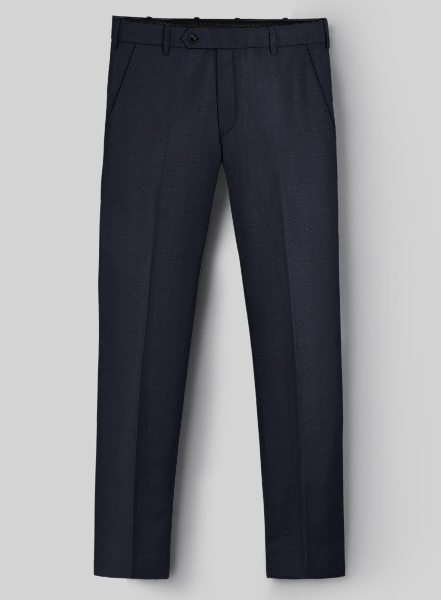 Hardy Minnis Dark Blue Glen Wool Pants - StudioSuits