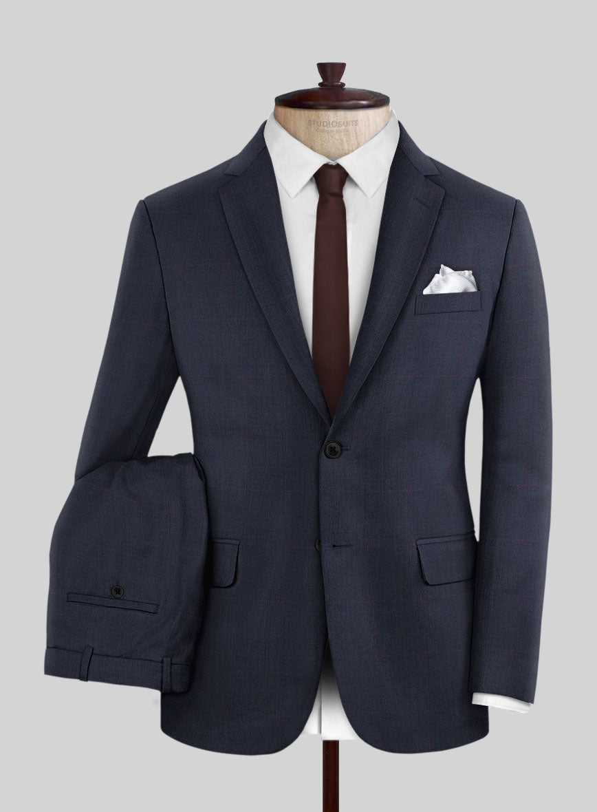 Hardy Minnis Dark Blue Glen Wool Suit - StudioSuits