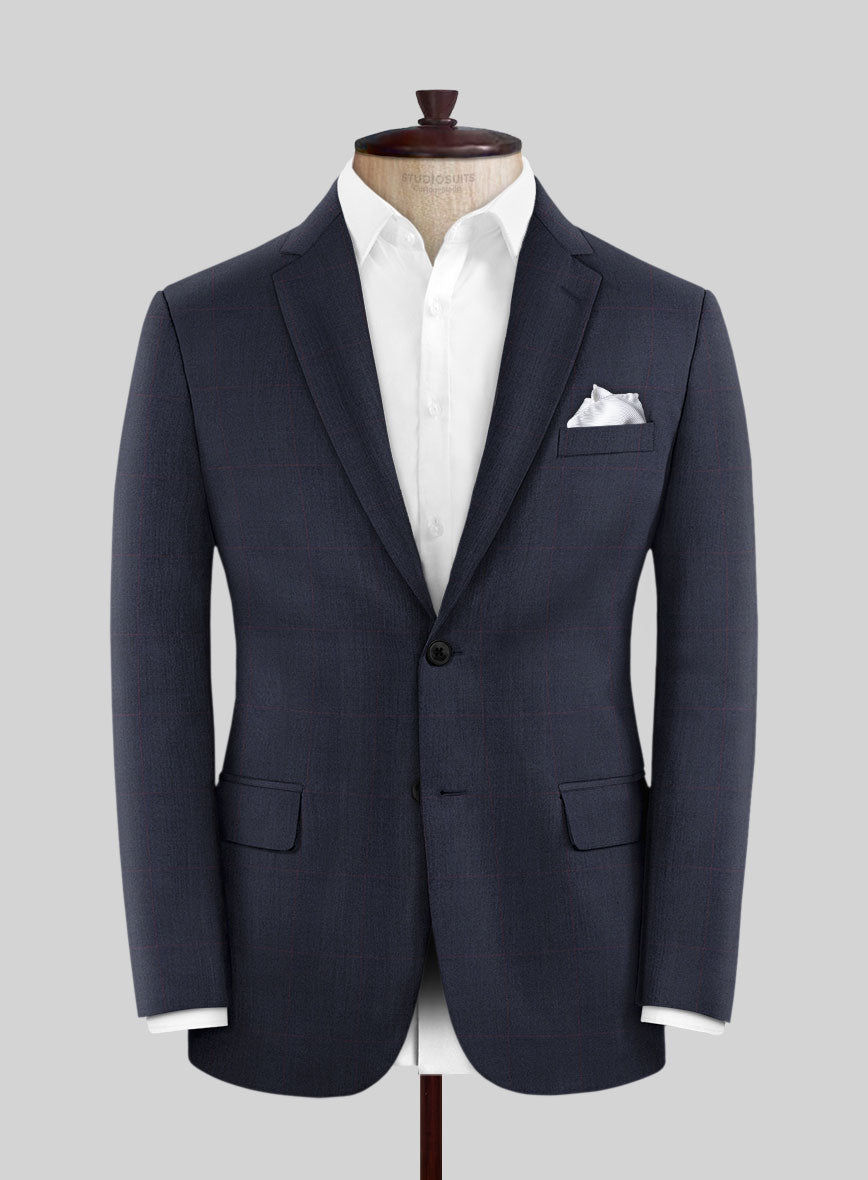 Hardy Minnis Dark Blue Glen Wool Suit - StudioSuits