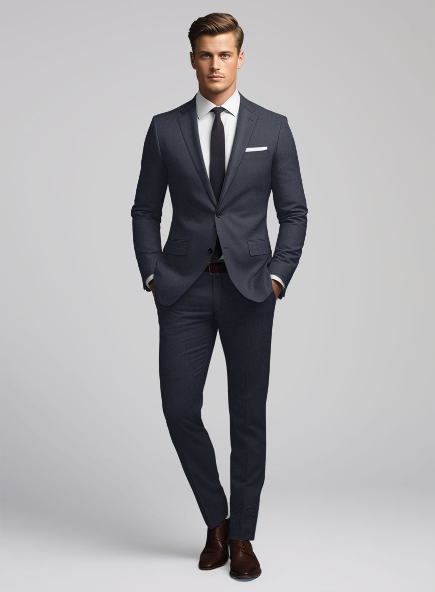 Hardy Minnis Dark Blue Nailhead Wool Suit - StudioSuits