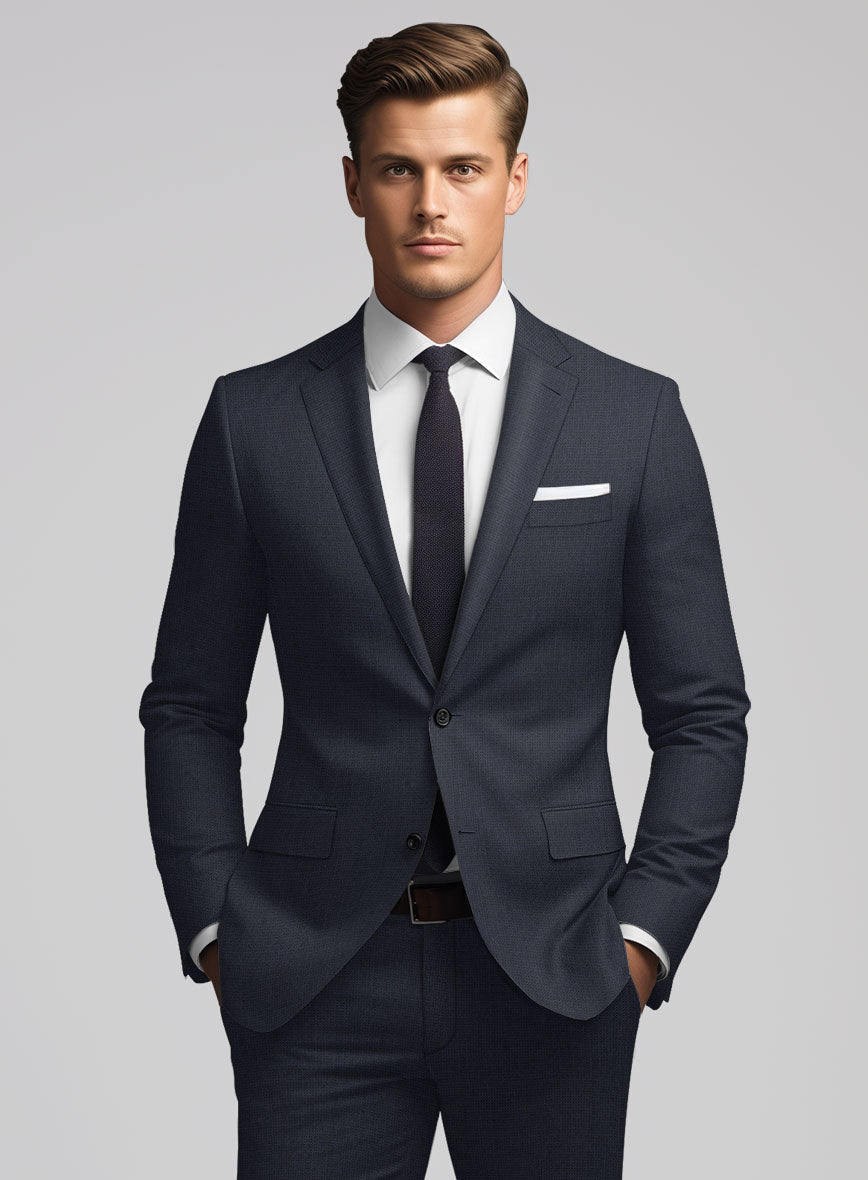 Hardy Minnis Dark Blue Nailhead Wool Suit - StudioSuits