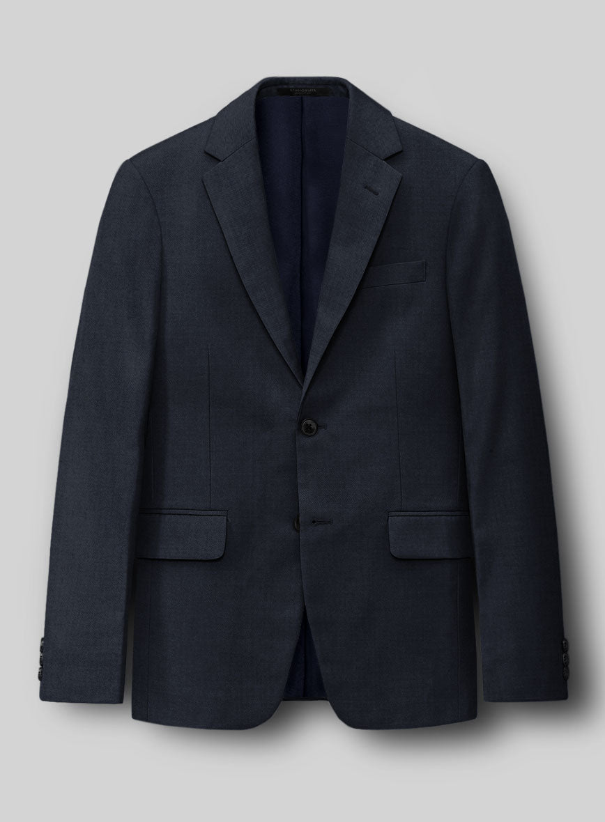 Hardy Minnis Dark Blue Sharkskin Wool Jacket - StudioSuits