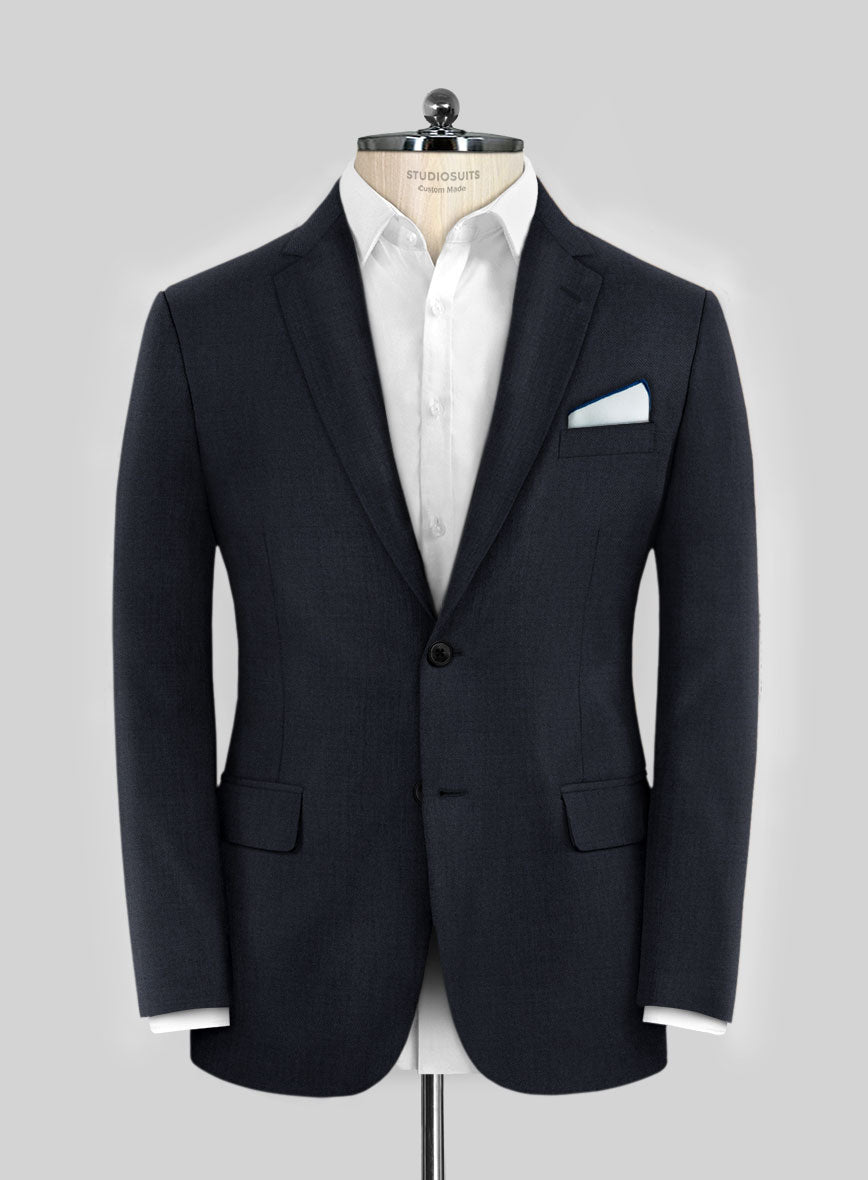 Hardy Minnis Dark Blue Sharkskin Wool Jacket - StudioSuits