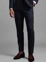 Hardy Minnis Dark Blue Sharkskin Wool Pants - StudioSuits