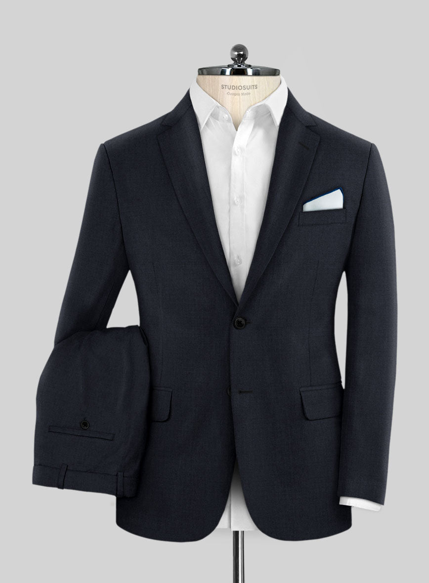 Hardy Minnis Dark Blue Sharkskin Wool Suit - StudioSuits