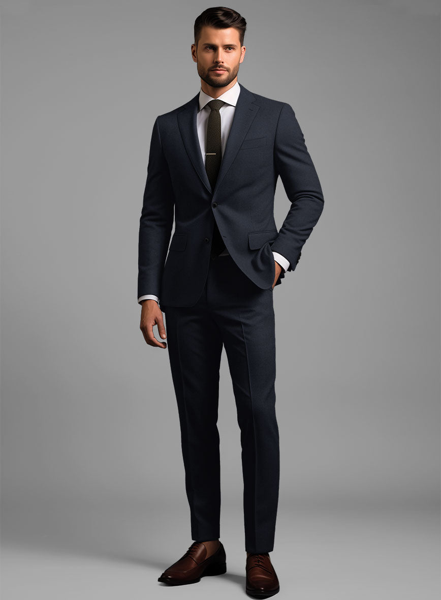 Hardy Minnis Dark Blue Sharkskin Wool Suit - StudioSuits