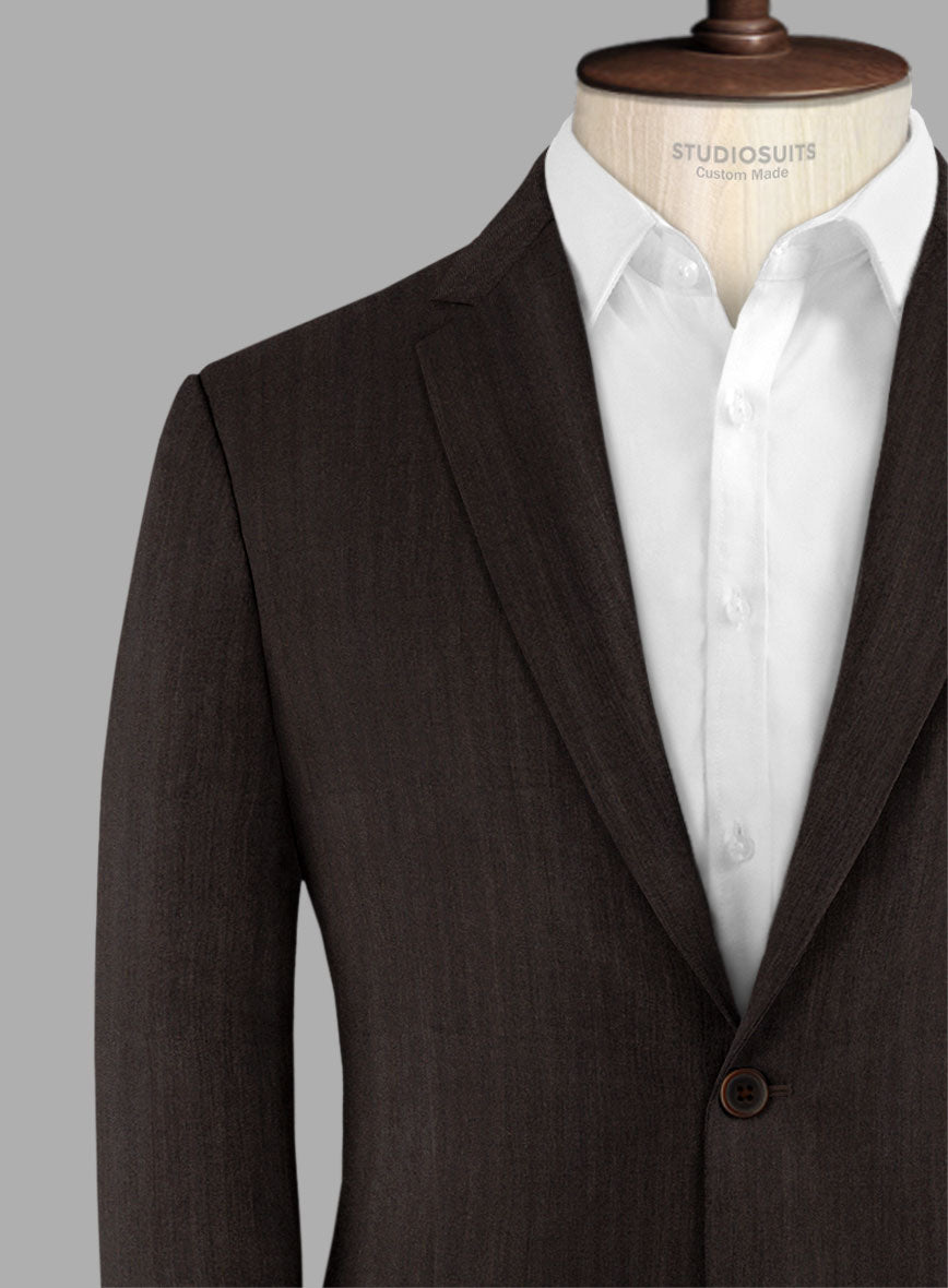 Hardy Minnis Dark Brown Herringbone Wool Jacket - StudioSuits