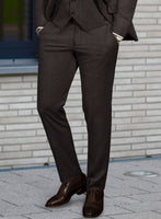 Hardy Minnis Dark Brown Herringbone Wool Suit - StudioSuits