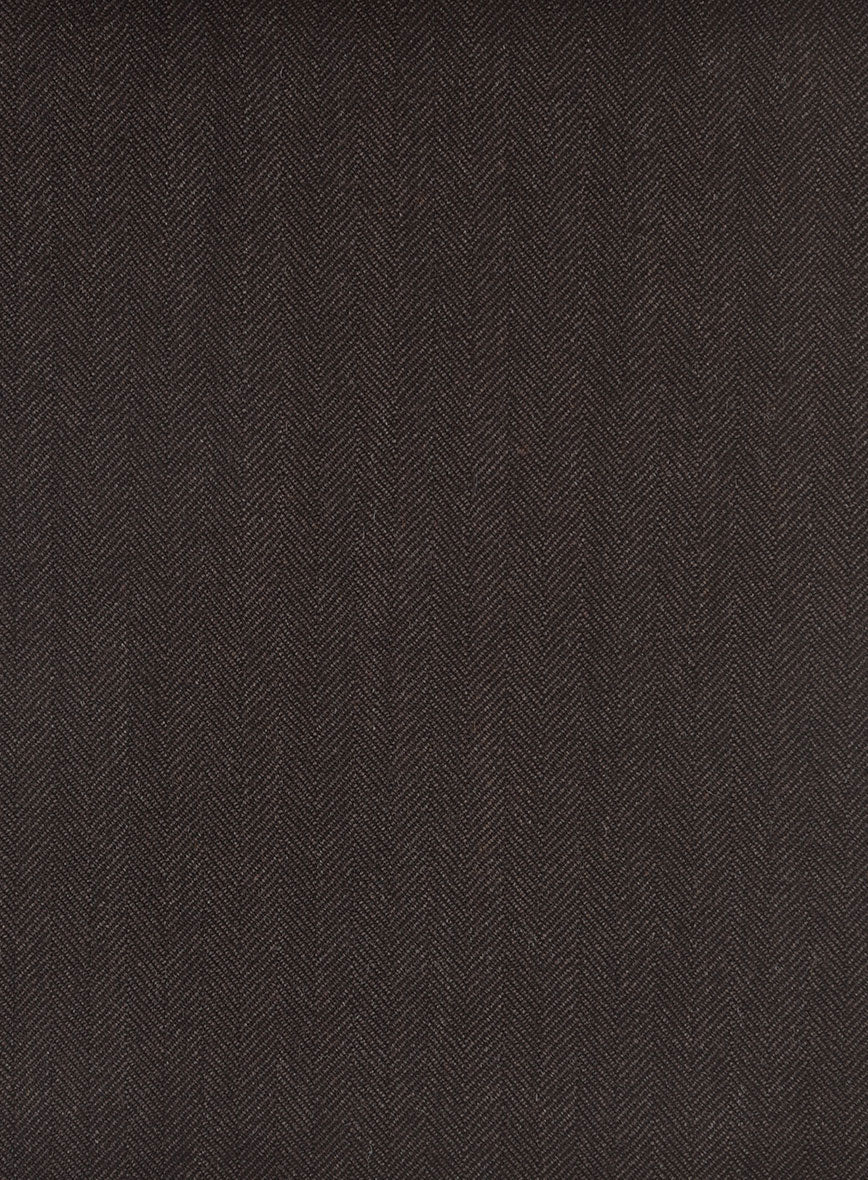 Hardy Minnis Dark Brown Herringbone Wool Suit - StudioSuits