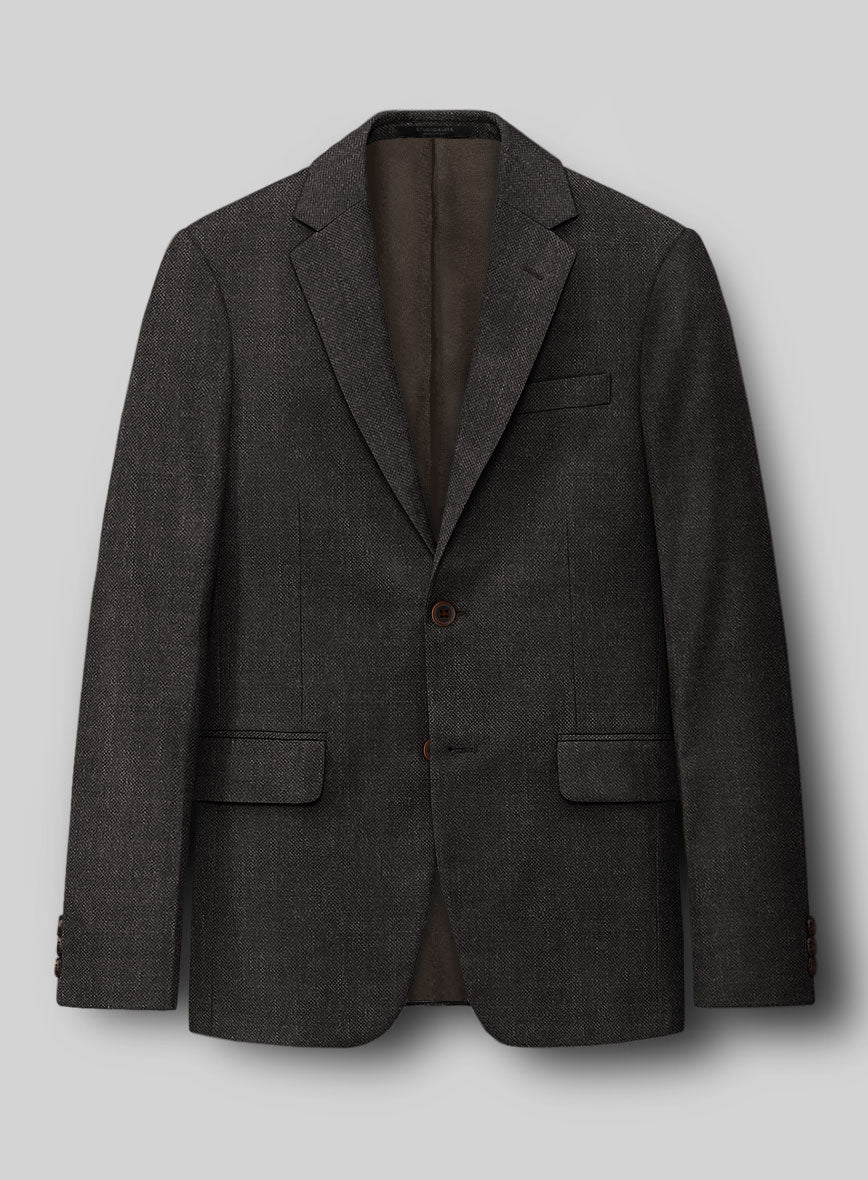 Hardy Minnis Dark Brown Sharkskin Wool Jacket - StudioSuits