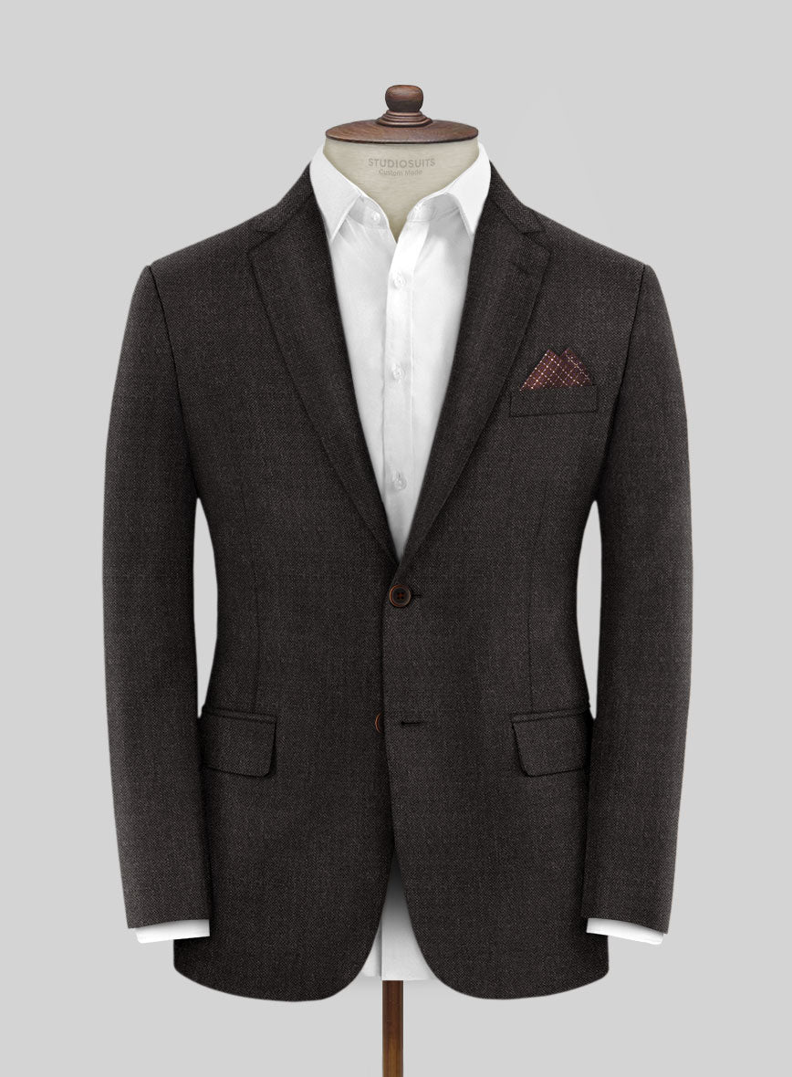 Hardy Minnis Dark Brown Sharkskin Wool Jacket - StudioSuits