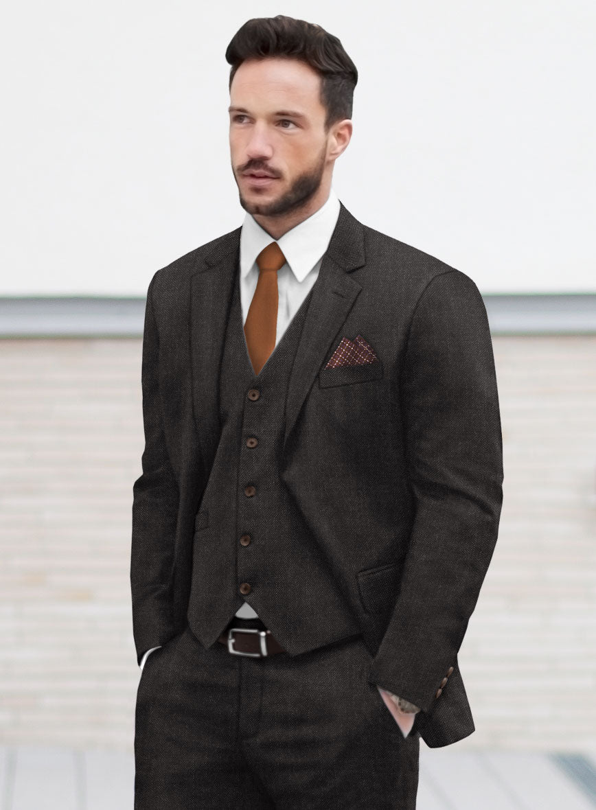 Hardy Minnis Dark Brown Sharkskin Wool Jacket - StudioSuits