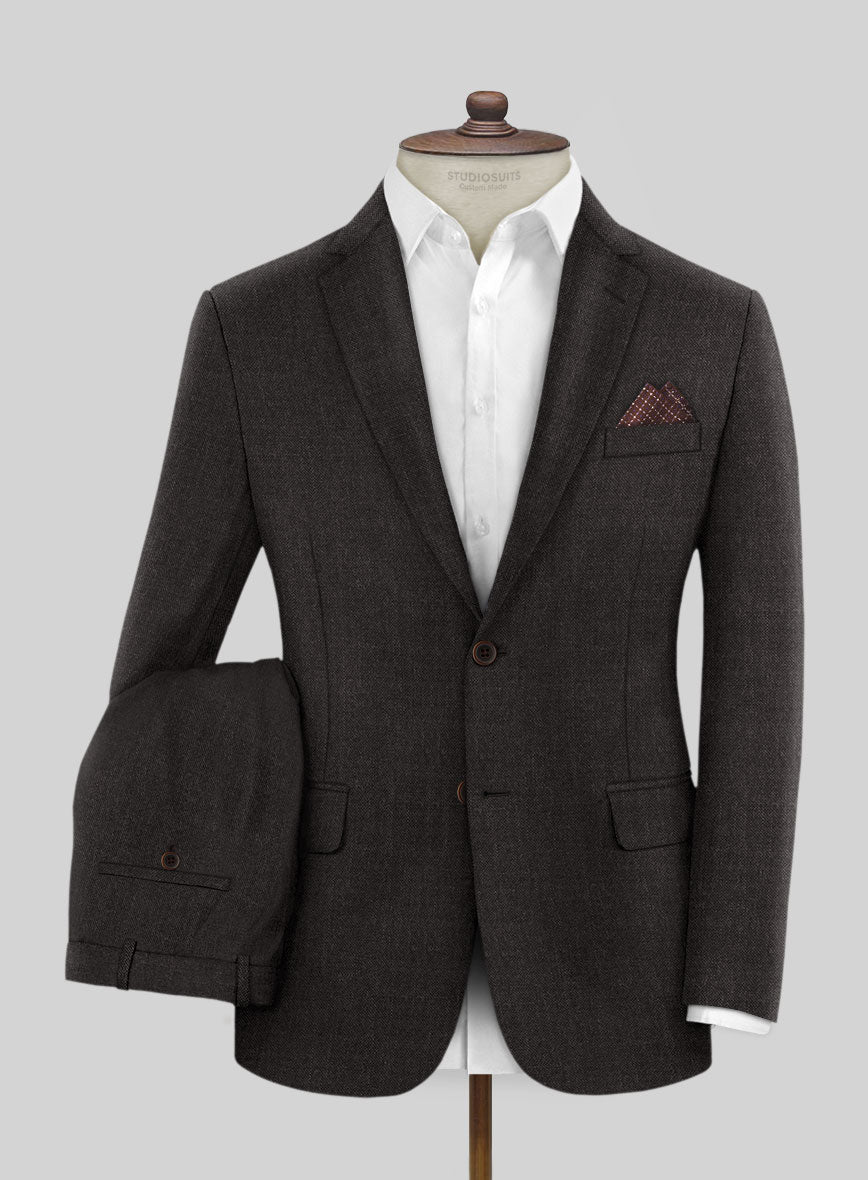 Hardy Minnis Dark Brown Sharkskin Wool Suit - StudioSuits