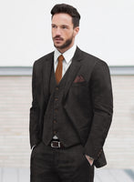 Hardy Minnis Dark Brown Sharkskin Wool Suit - StudioSuits