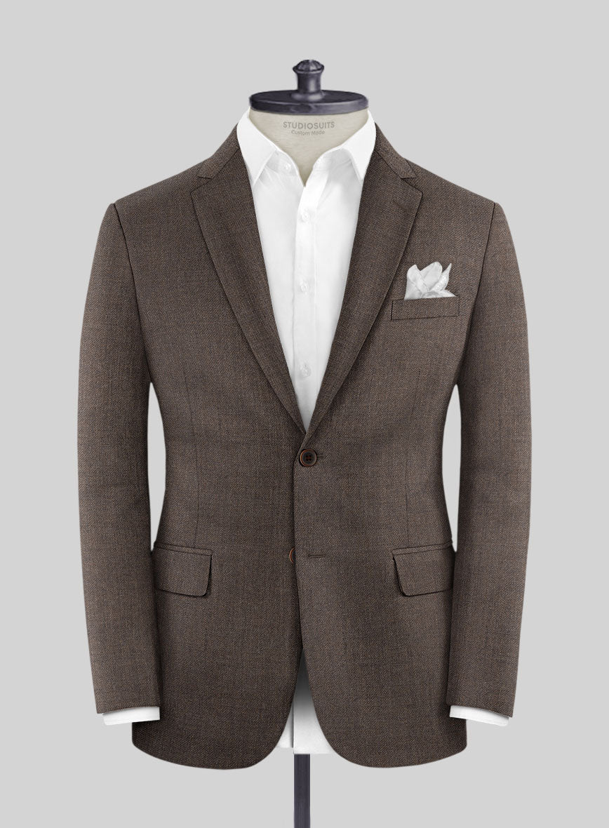 Hardy Minnis Dark Brown Twill Wool Jacket - StudioSuits