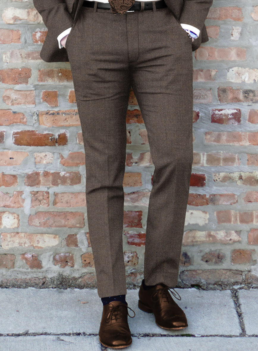 Hardy Minnis Dark Brown Twill Wool Pants - StudioSuits