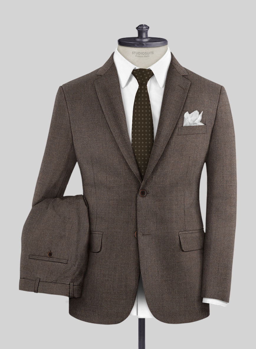 Hardy Minnis Dark Brown Twill Wool Suit - StudioSuits