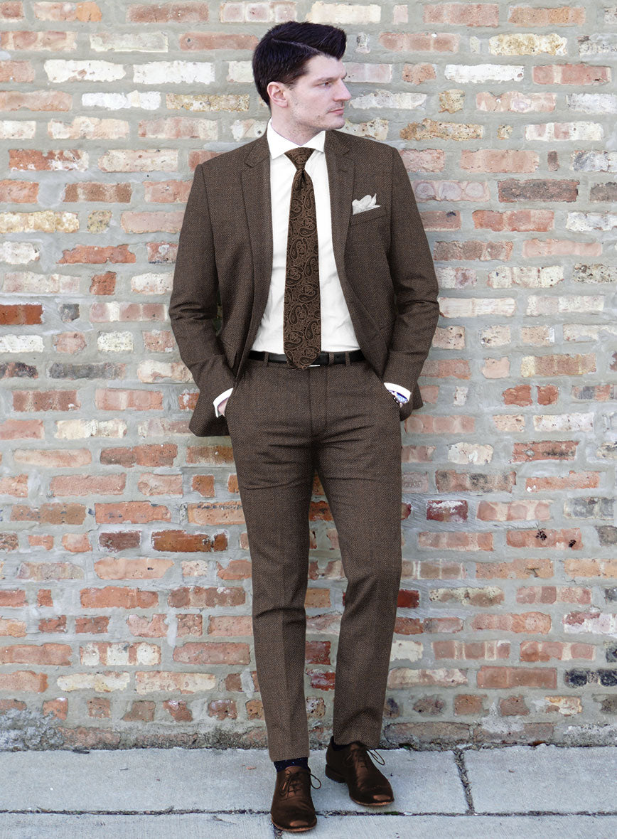 Hardy Minnis Dark Brown Twill Wool Suit - StudioSuits