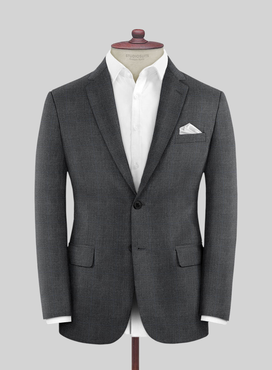 Hardy Minnis Dark Gray Glen Wool Jacket - StudioSuits