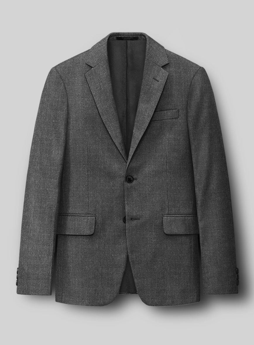 Hardy Minnis Dark Gray Sharkskin Wool Jacket - StudioSuits