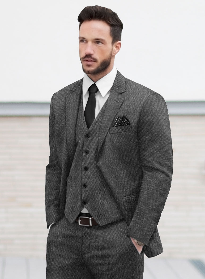 Hardy Minnis Dark Gray Sharkskin Wool Jacket - StudioSuits